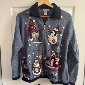 Festive Blue Snowman Cardigan